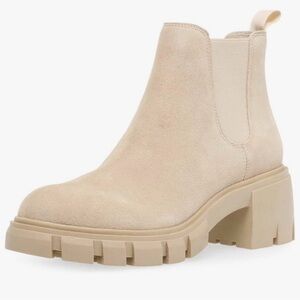 Steve Madden Cream Chunky Heel Ankle Booties